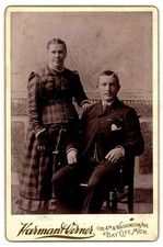 Cabinet Card Circa 1890s Harman & Verner Husband & Wife Couple Bay City
