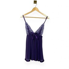 NWOT Purple Lace Babydoll Slip Dress Sheer Lingerie Coquette Size L