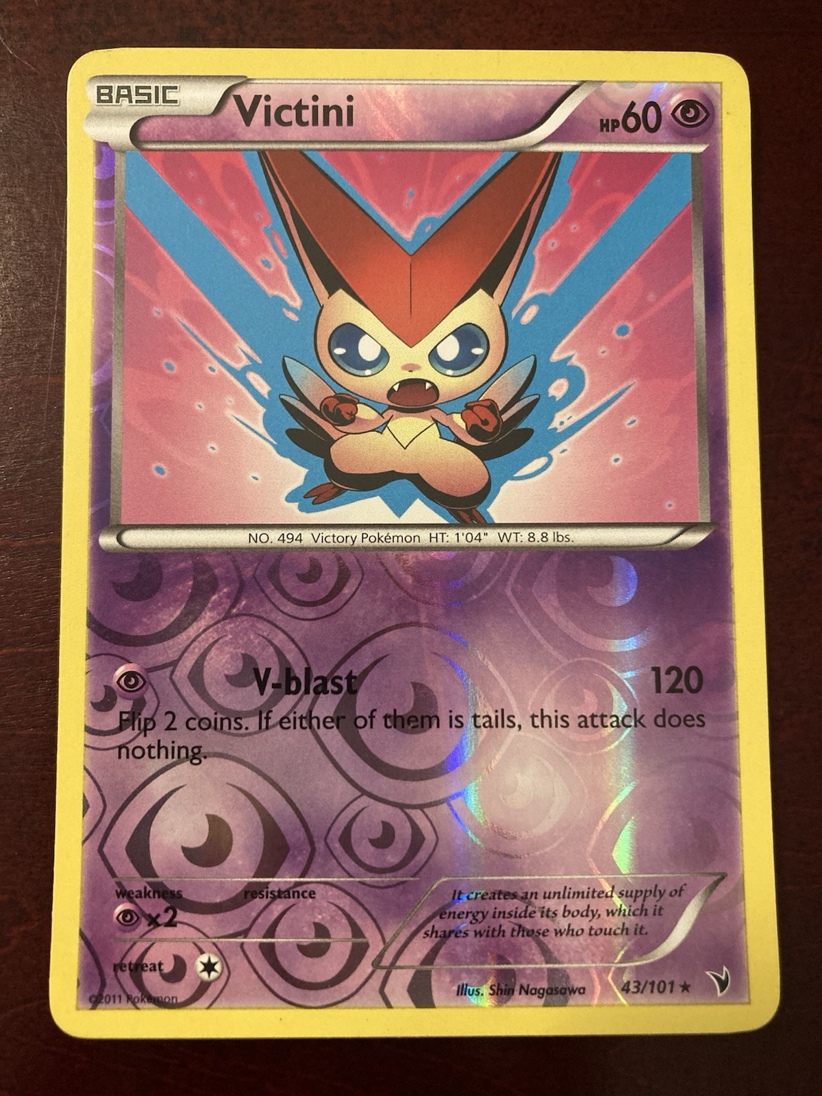 Victini 43/101 Noble Victories Reverse Holo Rare Pokemon TCG Card NM Near Mint