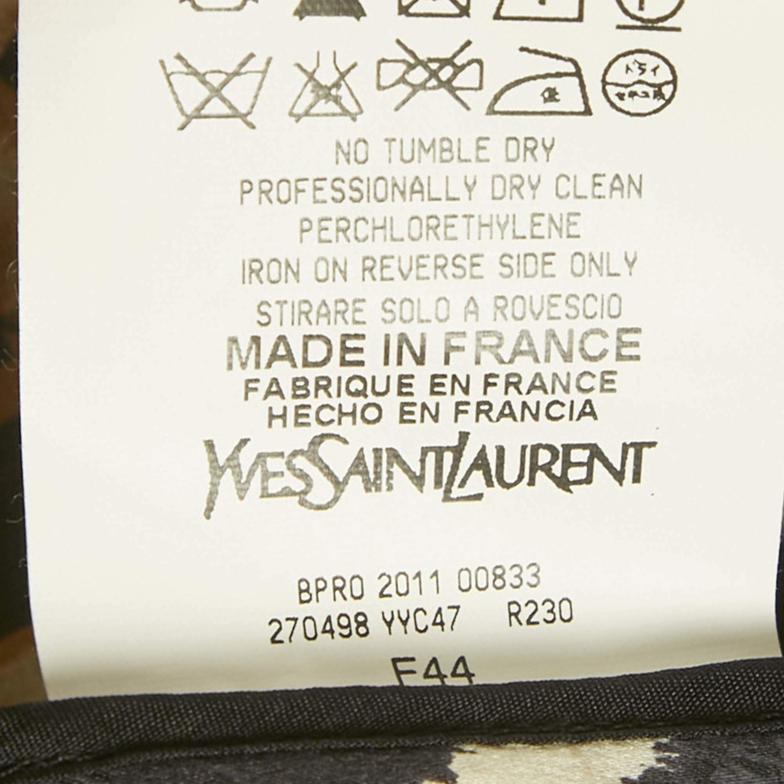 Yves Saint Laurent Brown Leopard Printed Silk Satin Cowl Neck Detail Shift thumbnail 6