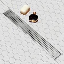 SaniteModar Linear Shower Drain 36 inch Stainless Removable Square Hole Panel