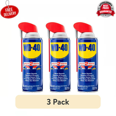 (3 pack) Classic WD-40 Multi-Use Smart Straw Sprays 2 Ways, Lubricant Spray 12oz