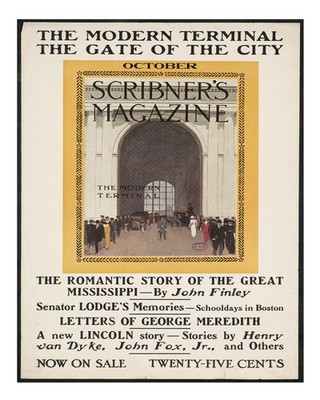 Vintage Magazin-Cover Wandkunst Scribner's Terminal Urbane Szene Wand