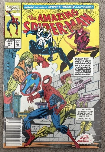 Amazing Spider-Man #367 (1992 Marvel Comics) Newsstand, Solo, Red Skull, VG