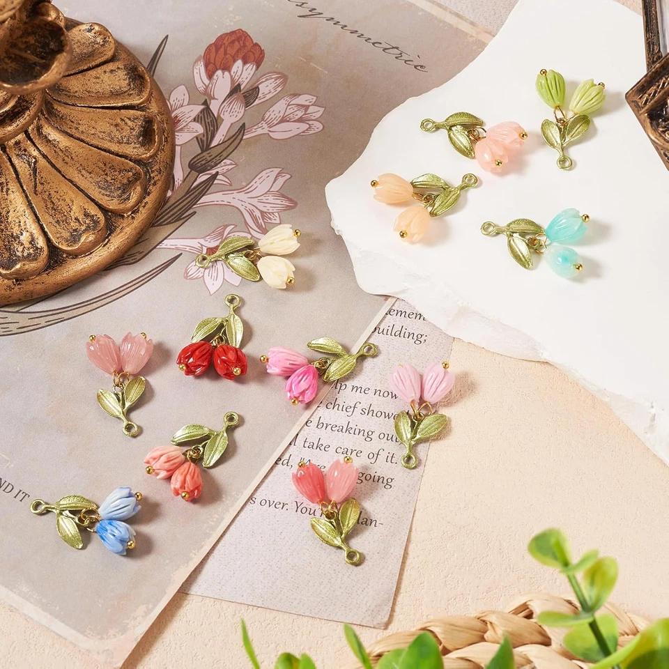 Pandahall Acrílico Flores Dijes Florales Hoja Dijes Transparente Lirio Floral Cuelga Foto 2 de 4