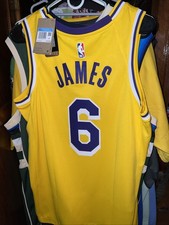 Nike Los Angeles Lakers Swingman Yellow LeBron James Official Jersey M #6