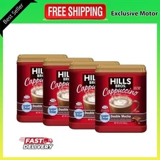 Hills Bros. Sugar-Free Instant Cappuccino Mix – Double Mocha, 12 oz (Pack of 4)