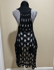 Bcbgmaxazria Boho Women  s Black Knit Duster Sweater Open Front Sleeveless Vest S