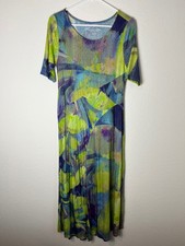 Soft Surroundings Dress Womens Petite XS Multicolor Abstract Print Crinkle Midi