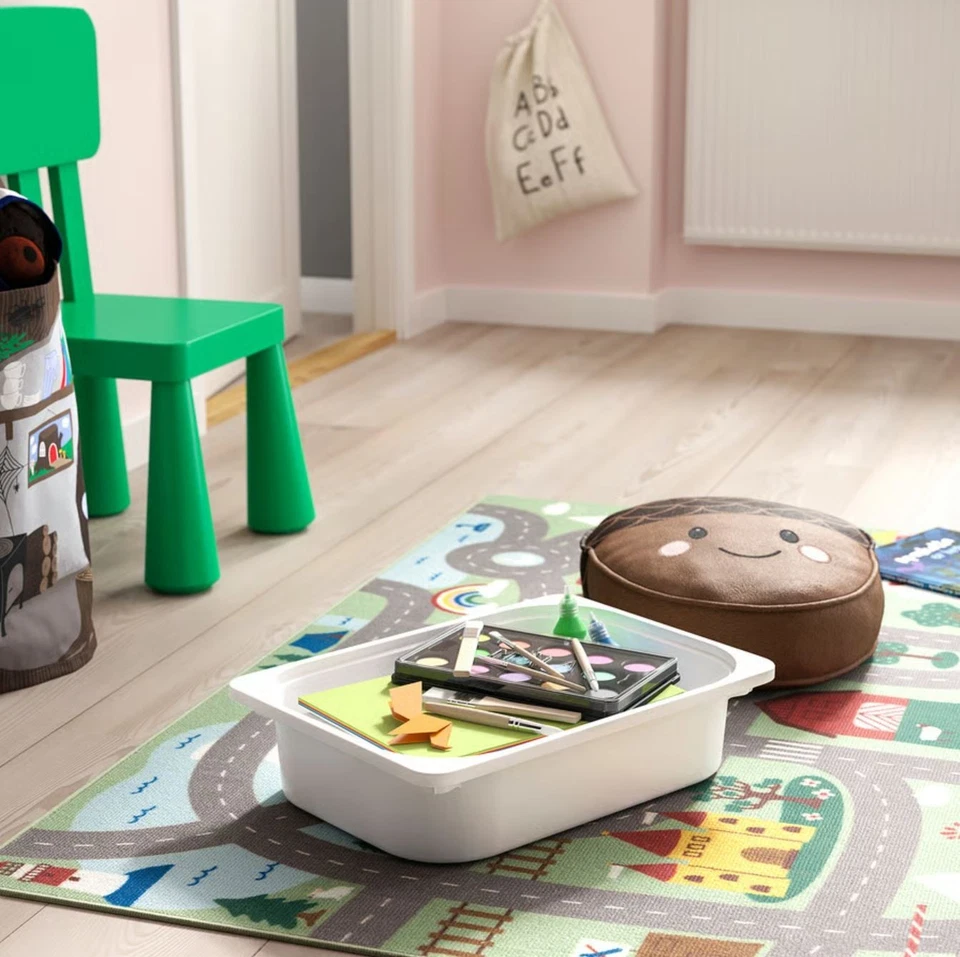 IKEA TROFAST Unidad de Almacenamiento Pino Manchado de Blanco/Blanco con Cajas Organizador Infantil Nuevo Foto 3 de 4