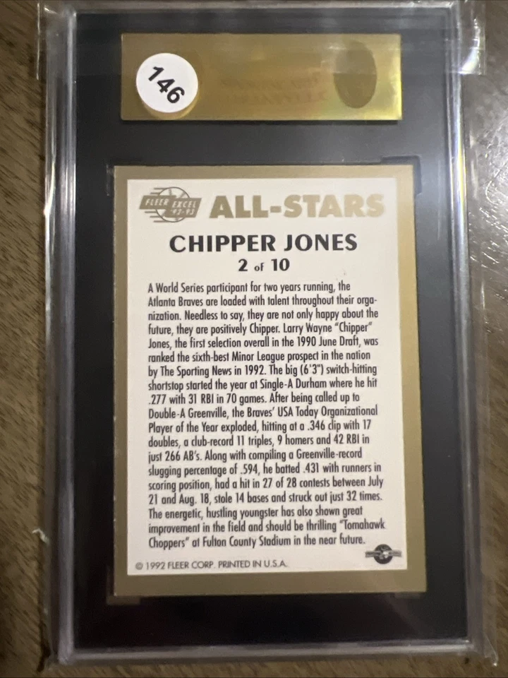 Fleer Excel Chipper Jones All-Stars #2 Minor League RC SGC-92 1992-93 casi nuevo/como nuevo+ Foto 3 de 3
