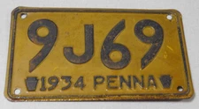 1934 Pennsylvania passenger car license plate