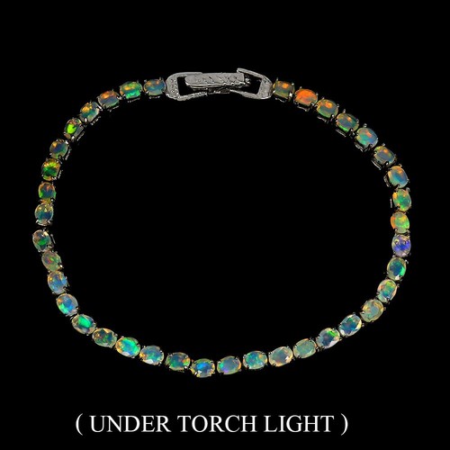 925 Sterling Silver Bracelet Oval Fire Opal 4x3mm Gemstone Jewelry 7.5 Inches