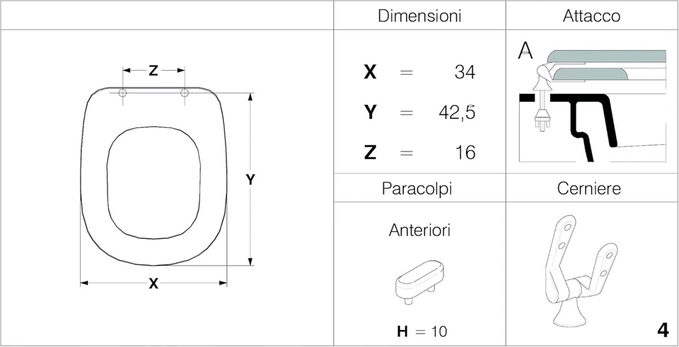 Copriwater in MDF, Serie Tesi Della Ideal Standard, Bianco Con Cerniere in Otton - Immagine 4 di 4