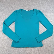 Michael Stars Shirt Women One Size OS Teal Scoop Neck Cotton Stretch USA Tee Top