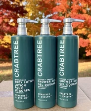 3-Pak Crabtree & Evelyn Shower Gel - Cleanse + Awaken  ◊ Body Lotion 15 Oz Ea.