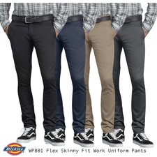 Dickies Mens Twill Skinny Work Pant - WP801 - Black - 38W x 32L