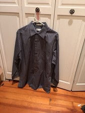 Van Heusen Dark Gray Dress Shirt regular Fit Chest Pocket L 16 1/2 32/33 Men's