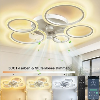 90W LED Ventilator Dimmbar Deckenlampe Leiser Deckenventilator mit Fernbedienung