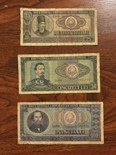Romania  1966- 25, 50 And 100 Lei Banknote Set