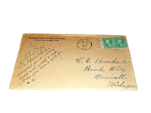 1915 HUDSON VALLEY RAILWAY USED COMPANY ENVELOPE DELAWARE & HUDSON D&H 