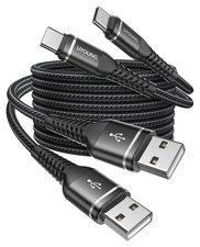 USB to USB C Cable 6FT 2-Pack Fast Charging 60W for iPhone 15 CarPlay Black