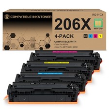 HP 206X Toner Cartridge Set Black Cyan Magenta Yellow 4 Pack High Yield