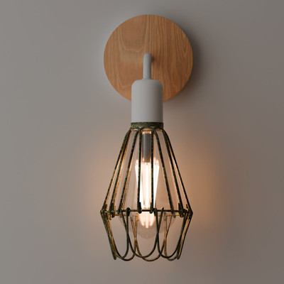 Wandlampe weiß Metall Käfig Wandleuchter 15cm H x10cm Retro Industrial E27 Dimmer LEDs