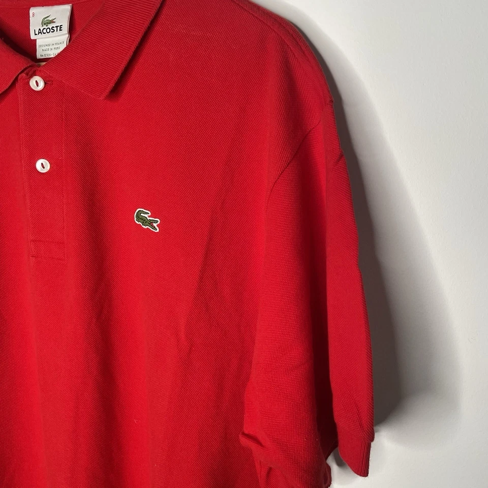 Lacoste Men's Red Short Sleeve Cotton Casual Polo Shirt Size 8 / XXXL - image 4 of 4