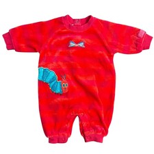 VTG Carter's Very Hungry Caterpillar One-Piece Eric Carle Velour Baby Red 0-3M