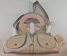 Patricia Nash Milania Convertible Leather Satchel Bag CHALK WHITE