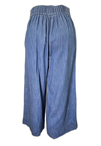 Madewell pull on chambray wide leg cropped High waisted pants Size XS