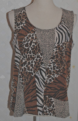SG Sport Women's Silky Polyester Multi-color Animal Print Tank Top Size M