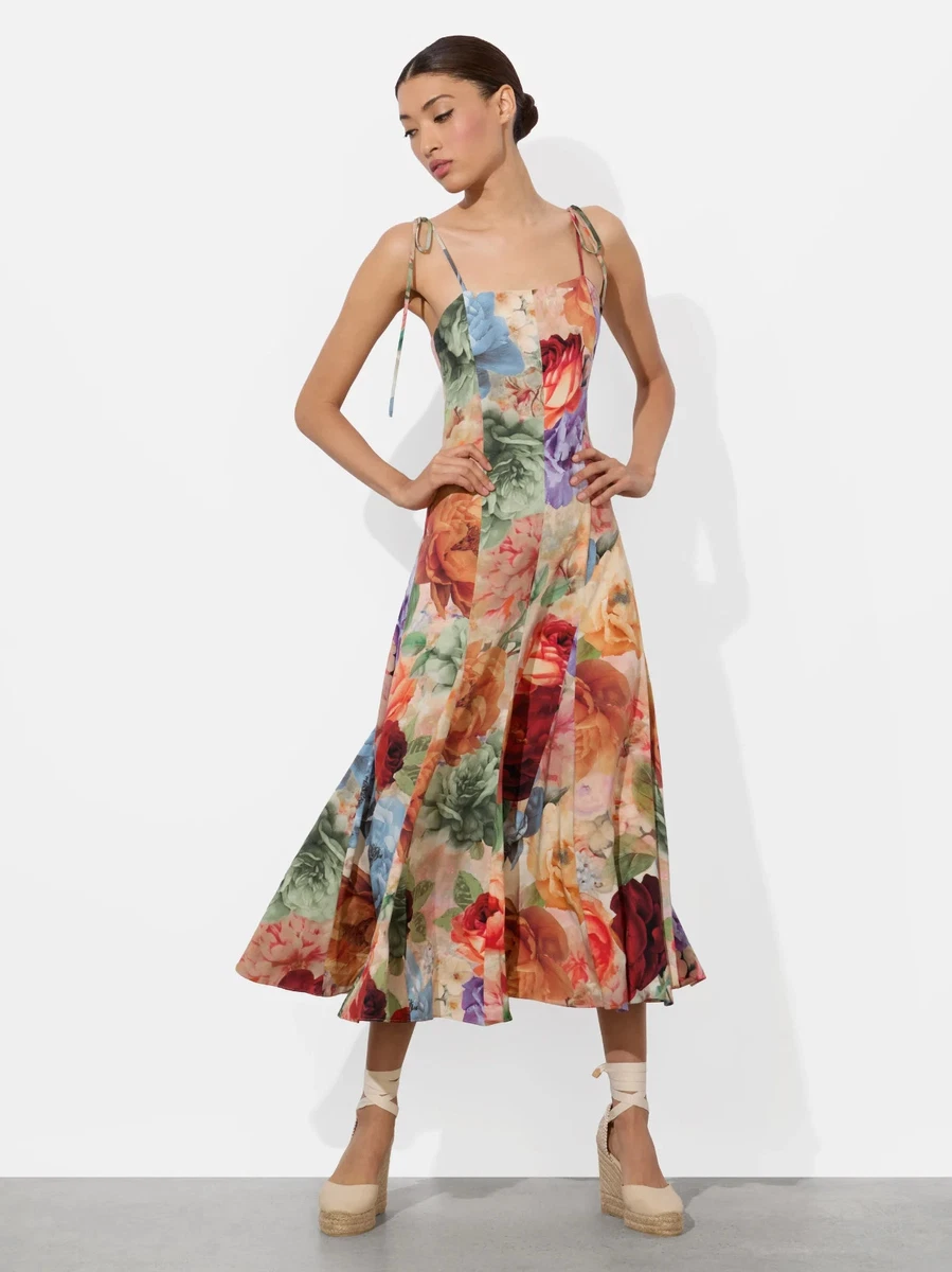 alice and olivia midi dress sale Alice + Olivia Mallory Linen Fringe Midi Dress, Size 8