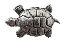 Turtle Pewter Pin Badge - Hand Made in Cornwall