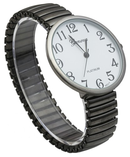 20108 Fashion WatchWholesale Geneva Super Large Stretch Band Big Number GunMetal - Picture 6 of 11