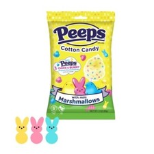 1 x Peeps Cotton Candy With Chick  Bunny Shaped Marshmallows 3 Oz Bag Easter