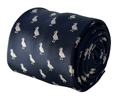 Frederick Thomas Designer marineblaue Herren Krawatte mit Papageientaucher Vogel Designklassiker