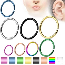 Cartilage Tragus Septum Nose Hoop Ring C Shaped Titanium Annealed 14,16,18,20 G