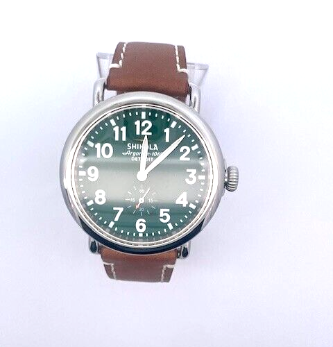 New Shinola Runwell 41mm Green Dial  Leather Strap Quartz Watch (Showroom model)