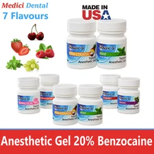 Dental Topical Anesthetic Gel 20%, 8 Flavours,  1oz Jar, Made in USA Exp 02/2027