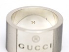 GUCCI 925 Sterling Silver Unisex Trademark Ribbed Mille Striped Wide Band Ring — photo 3