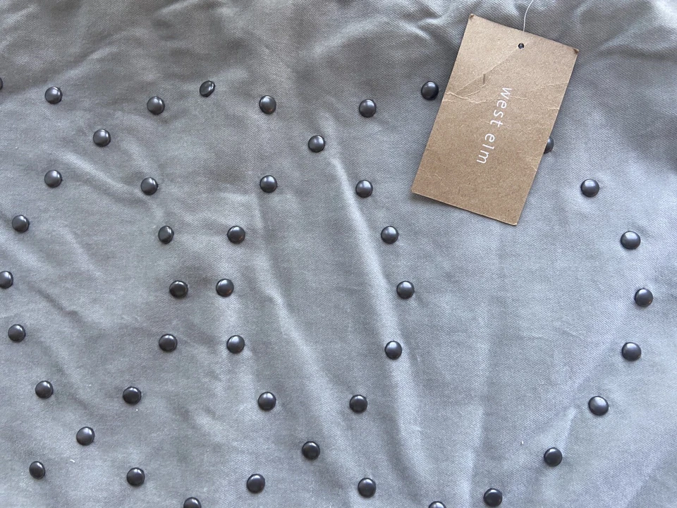 New Tags West Elm studded velvet rings pillow cover Heathered Grey 12” X 21” - Image 3 of 3