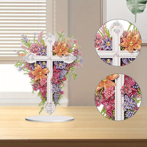 Special Shaped Flower Cross Desktop Diamond Art Kits Bedroom Table Decoration - Zdjęcie 1 z 7