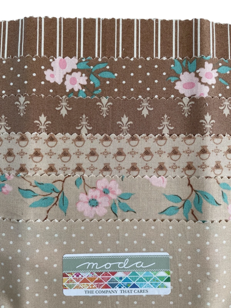 Moda Fabric 6 pc Candy Bar Tan Brown Floral Cotton Quilt Fabric 13