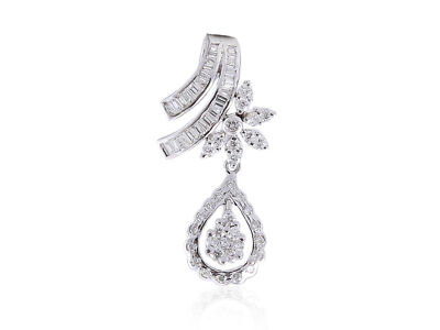 Set Pendentif + Boucles D'Oreilles Diamants 3,27 Carats - Or Blanc 18K - Neuf Avec étiquettes