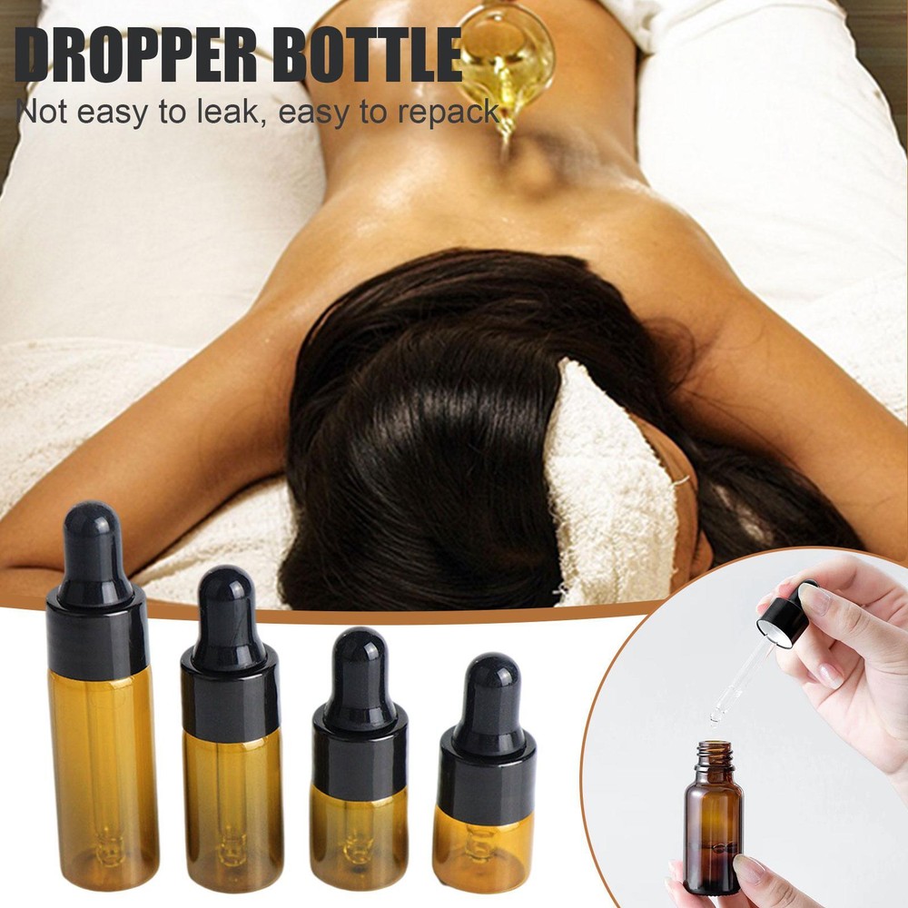 Amber GLASS DROPPER BOTTLES 1-5ml Drop Pipette Aromatherapy Eye Ear US