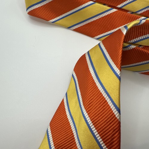 Brooks Brothers Cravatta Uomo Seta Giallo Anf Arancione Rigato - Foto 10 di 21