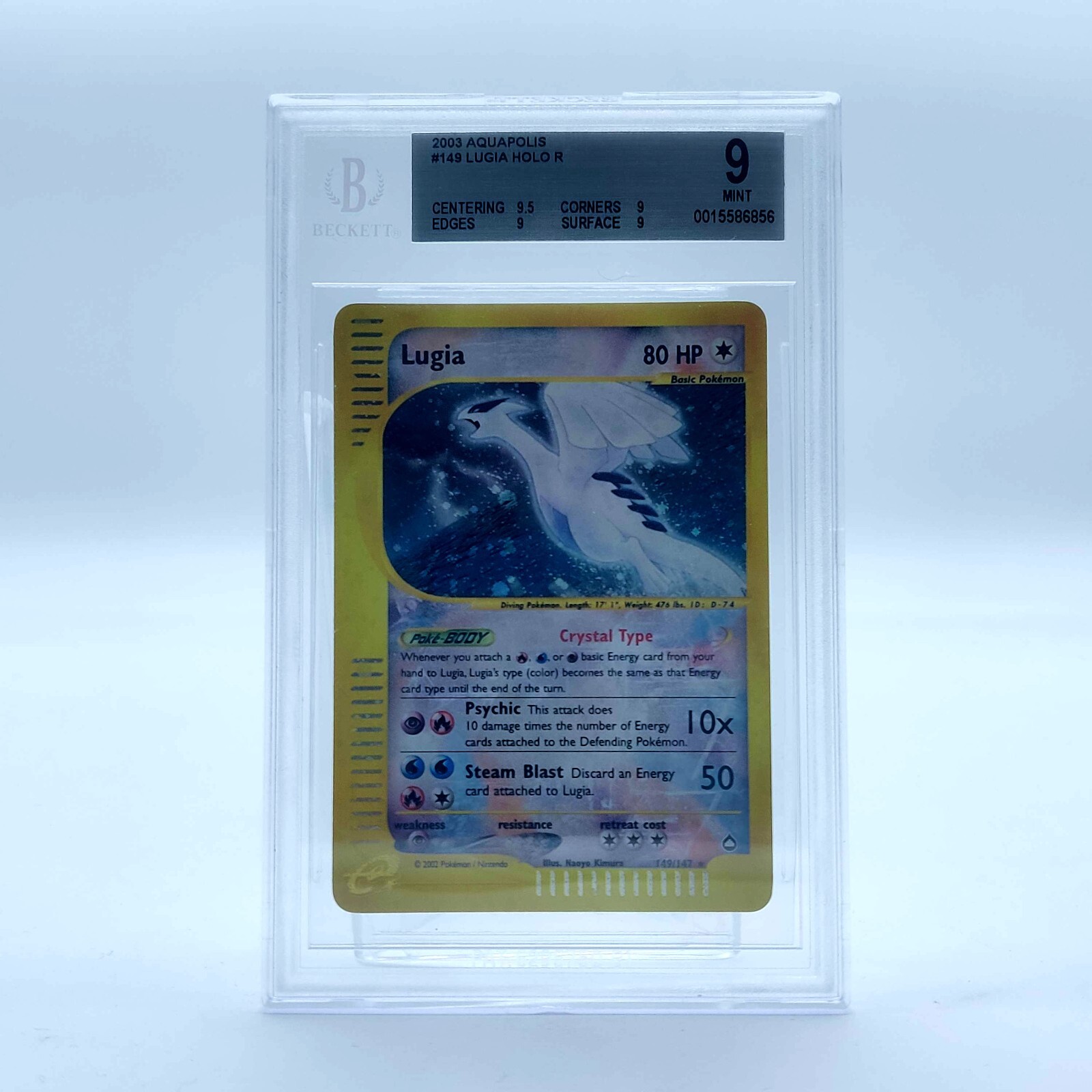 Pokemon TCG Card - Crystal Lugia Holo Aquapolis 149/147 Secret Rare 2003 BGS 9