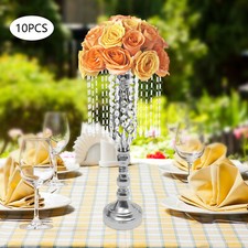 10pc Crystal Flower Vase Stand Wedding Centerpieces For Table Gold Flower Stands